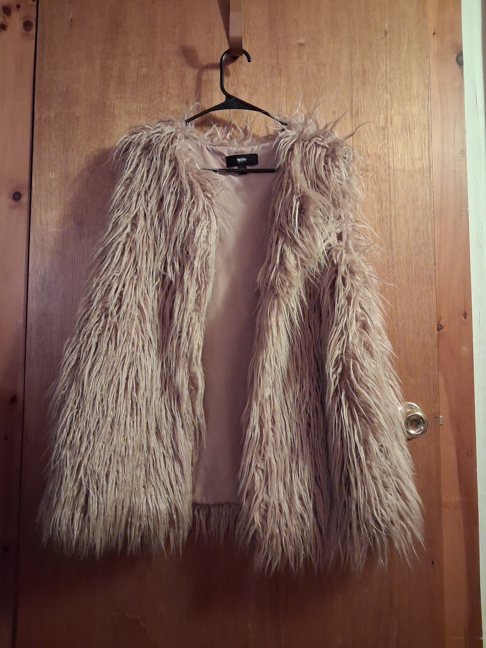 Mossimo Supply Co. Long Taupe Faux Fur Open Vest